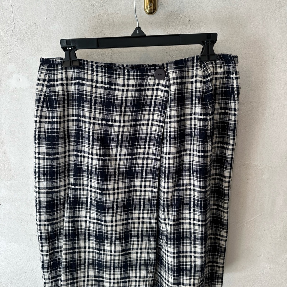 Talbots 12 Plaid Black White Women's Skirt faux wrap clueless and vintage cool
